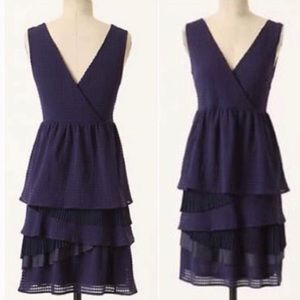 ANTHRO RIC RAC Royal Blue Gingham Textured Dress
